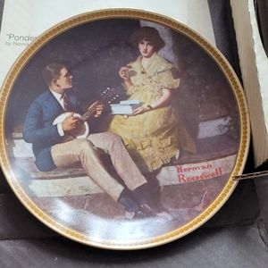 Norman Rockwell plate pondering on the porch